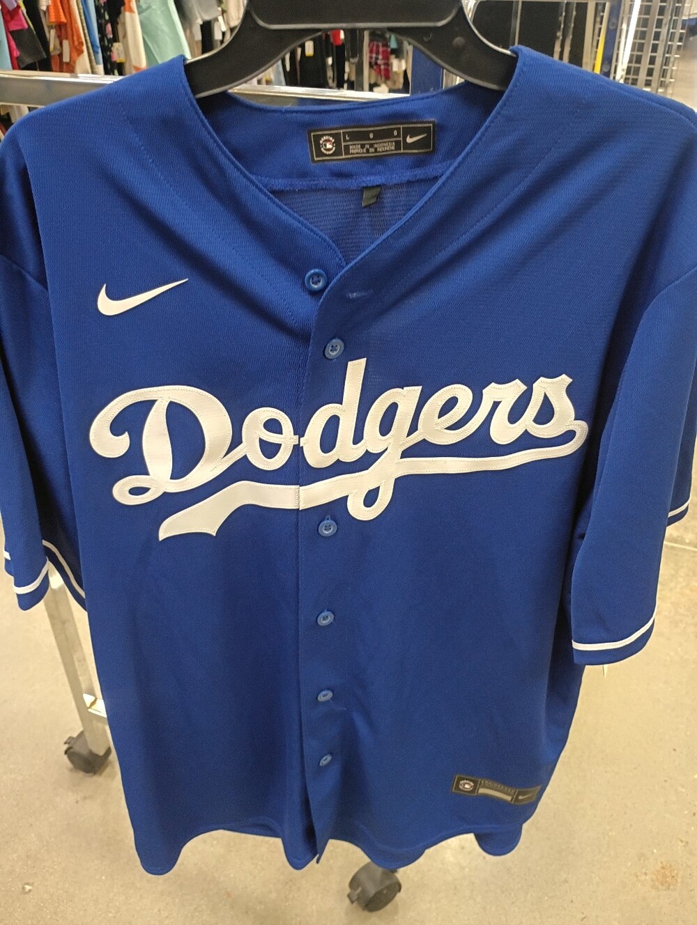 Nike Royal Blue Dodgers Button-Front Jersey with White Script #23 Keke